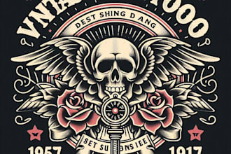 design high quality vintage tattoo logo with t shirt design