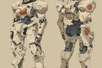 design robots and concept art of futuristic