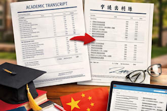 provide academic transcript translation from english to simplified chinese