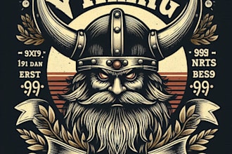 design high quality vintage viking logo with t shirt design
