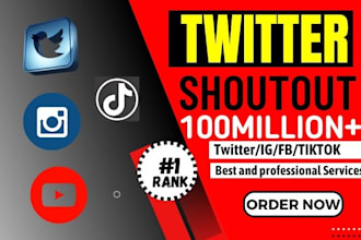 promote shoutout share website link to 200m USA UK audience twitter fb ig
