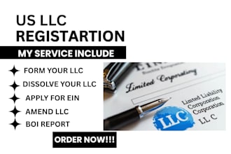 do us llc registration, dissolve llc, apply for ein, file dba, boi report