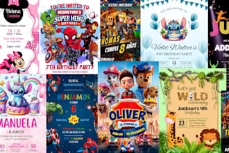 desing  cute and fun kids birthday party invitations