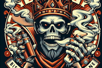 design high quality vintage danger king smoke mascot logo with t shirt design