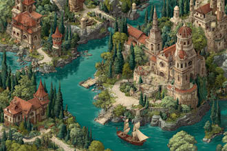 make fantasy map illustration for dnd, novels
