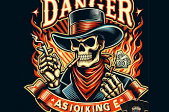 quality vintage danger smoking mascot logo with t shirt desi