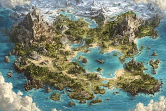 draw fantasy map illustration isometric map