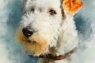 draw custom digital oil painting, watercolor style pet portr