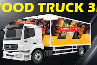 make a  3d food truck  warp desgin and any vehicle warp