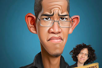 draw funny cartoon character, caricature, portrait