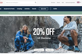 build modern outdoor gear shopify website camping and hiking dropshipping store