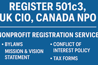 register 501c3 nonprofit, UK charity cio, llc, sam gov, uei, cage, 8a