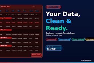 clean, organize and transform your excel or CSV data