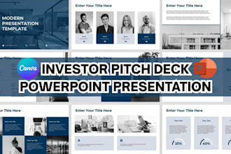 do quick investor pitch deck design, video presentation, slide animation, chart