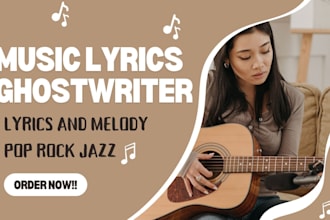 write songs lyrics and melody pop rock jazz as songwriter lyrics song vocalist