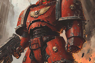 make a detailed warhammer illustration, paint warhammer