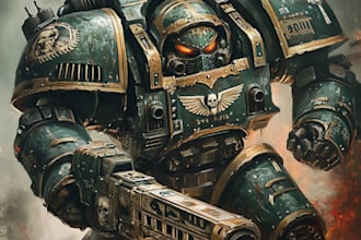 create a warhammer, gore, metal maniac illustrations