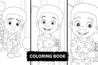 create cozy, bold, and easy coloring book illustrations for children