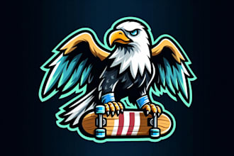 design eagle, skateboard , sport, bird, animal mascot logo with free source file