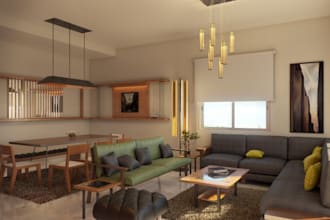 do your 3d villa rendering ,pool, garden, scandinavian interior, luxurious house