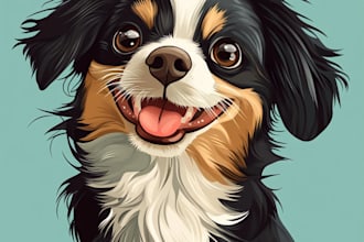 make simple pet portrait vector for embroidery