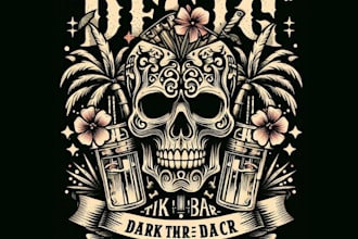 design vintage skull t shirt tiki bar logo