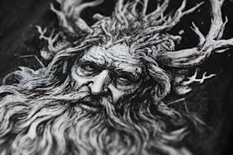 draw dark art illustration for metal t shirt merchandise