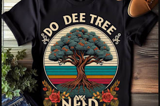create retro t shirt landscaping oak tree logo