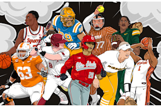 draw athlete illustration for poster and social media post
