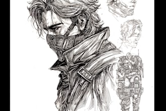 draw a cartoon character in a funny sketch