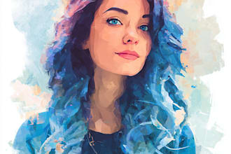 create watercolor vector cartoon abstract portrait art