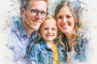 create amazing family portrait watercolor portrait