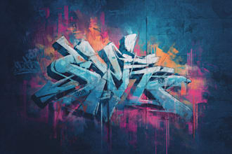 paint real graffiti art on the street wall