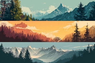 draw a professional vector landscape or poster illustration