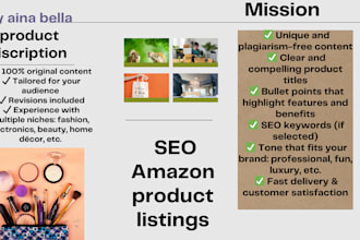 create SEO amazon product listings with compelling copywriting