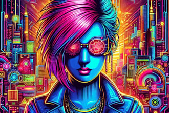 draw cyberpunk pop art portrait