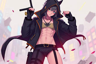 make portrait illustration with cyberpunk anime style