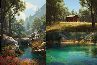 design a realistic landscape for a story or cover art