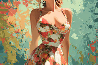 make sexy pin up girl illustration for graphic vintage pinup