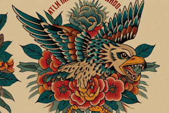 create amazing traditional or old school tattoo style design
