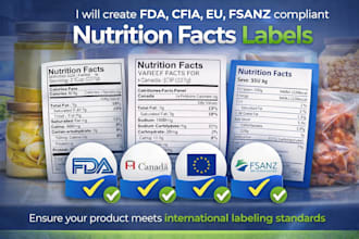 create fda, cfia, eu, fsanz compliant nutrition facts label