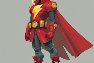 drawing custom superhero character in action