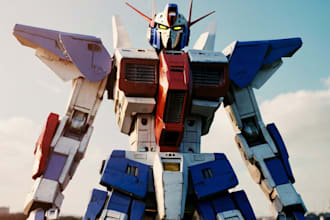 draw gundam, transformers, mecha robot in anime manga style