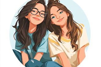 draw custom character logo and friendship portrait