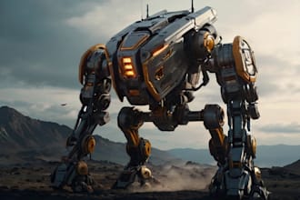 design 2d sci fi mech, robot and creature concept models