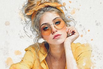 draw a stylish watercolor portrait from your images