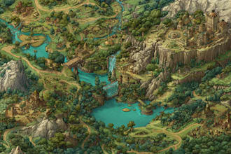 make fantasy map illustration for dnd, novels
