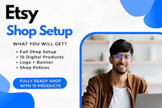 set up your etsy shop with custom digital invitations, listings, and branding