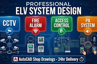 do autocad shop drawings for cctv fire alarm access control and pa system