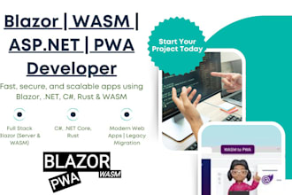 develop blazor wasm, pwa, gasp dotnet apps and migrate legacy systems
